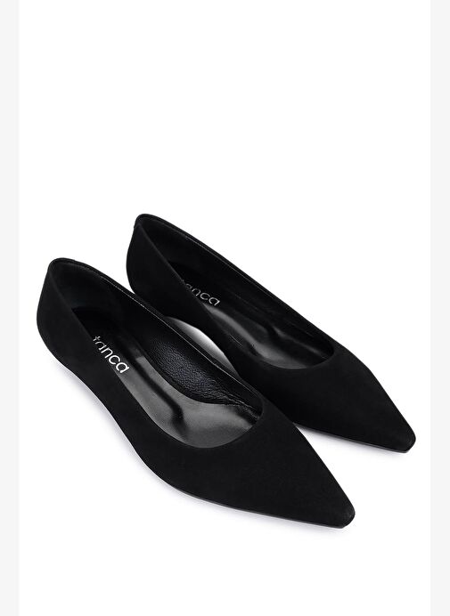 Tamer Tanca Kadın Hakiki Deri Siyah Süet Topuklu Ayakkabı - Görsel 3