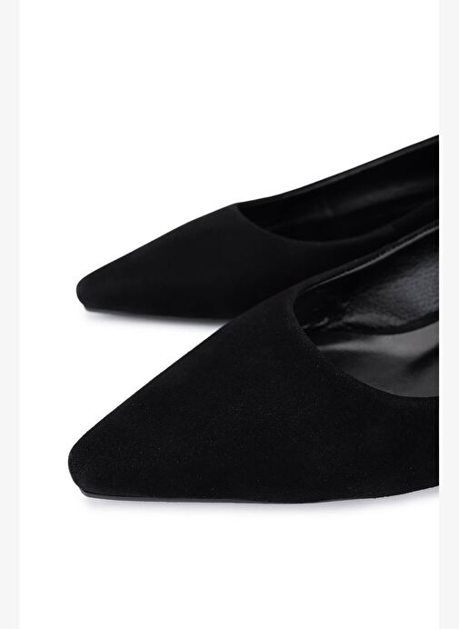 Tamer Tanca Kadın Hakiki Deri Siyah Süet Topuklu Ayakkabı - Görsel 4