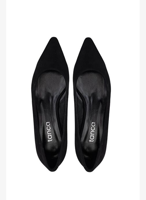 Tamer Tanca Kadın Hakiki Deri Siyah Süet Topuklu Ayakkabı - Görsel 6