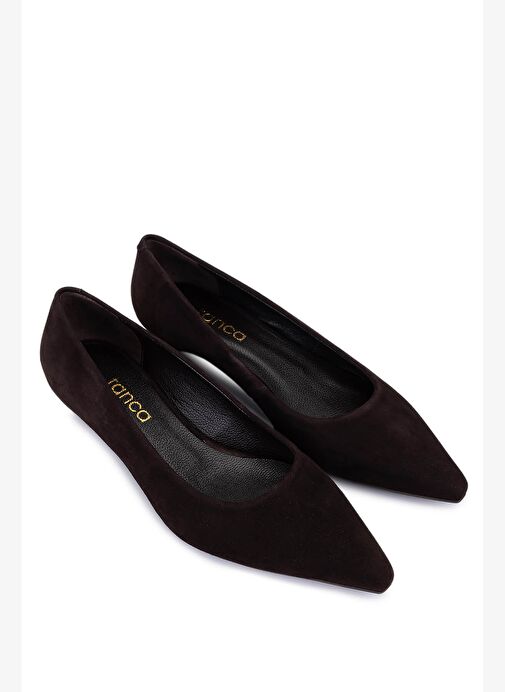 Tamer Tanca Kadın Hakiki Deri Kahverengi Süet Topuklu Ayakkabı - Görsel 3