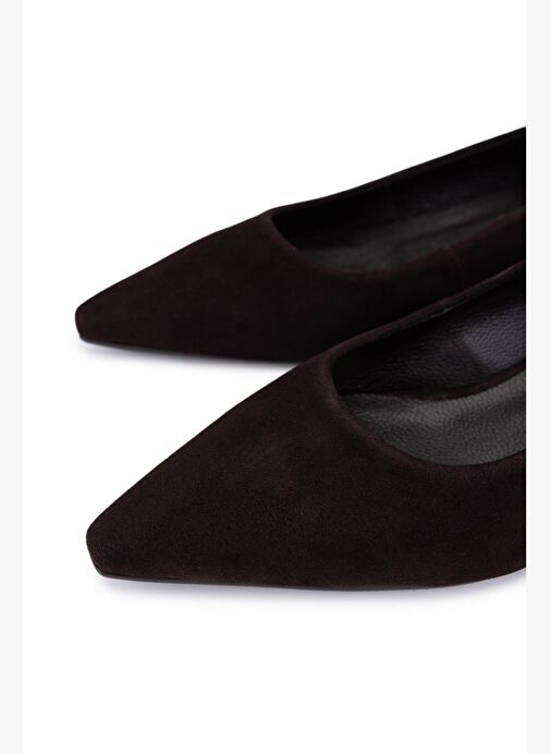 Tamer Tanca Kadın Hakiki Deri Kahverengi Süet Topuklu Ayakkabı - Görsel 4