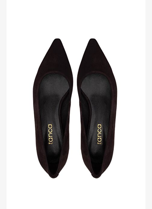 Tamer Tanca Kadın Hakiki Deri Kahverengi Süet Topuklu Ayakkabı - Görsel 6