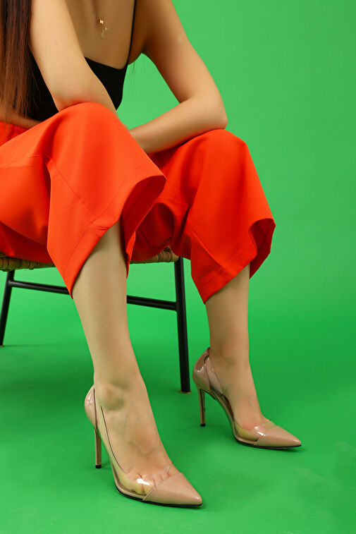 Nemesis Shoes Nude Kadın Rugan Topuklu Ayakkabı 39881 - Görsel 2