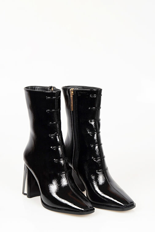 Nemesis Fermuarlı Topuklu Kadın Bot Siyah - Görsel 4