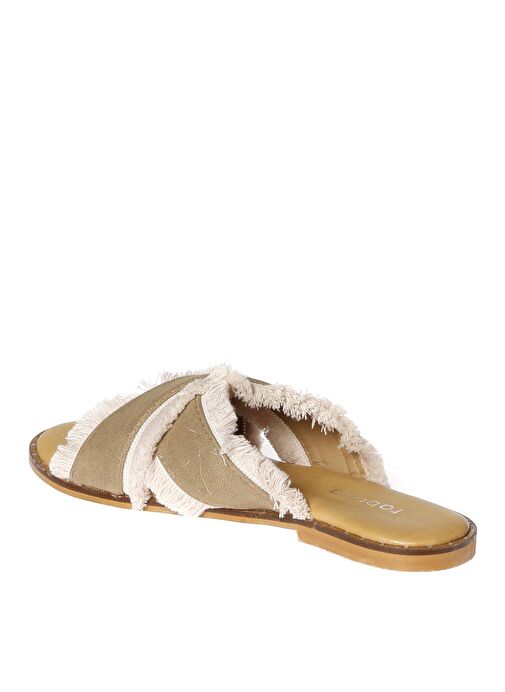 Fabrika Kadın Deri Püsküllü Bej Terlik - Görsel 3