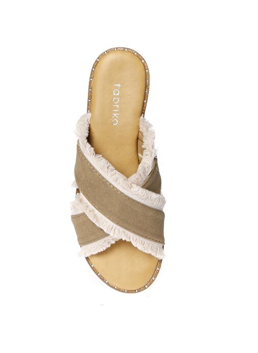 Fabrika Kadın Deri Püsküllü Bej Terlik - Görsel 5