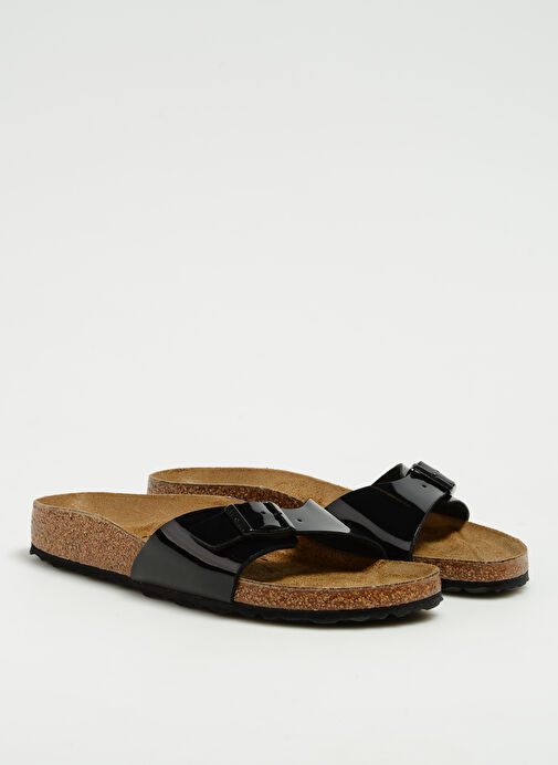 Birkenstock Siyah Kadın Deri Terlik MADRID BF PATENT - Görsel 3