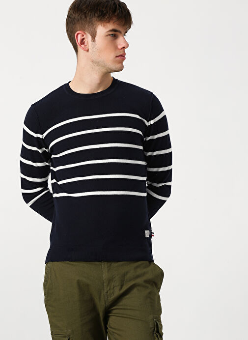 Jack & Jones 12146051 Bash Knit O Yaka Erkek Lacivert Kazak