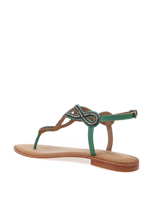 Vero Moda Yeşil Kadın Deri Sandalet VMLIV LEATHER SANDAL - Görsel 3