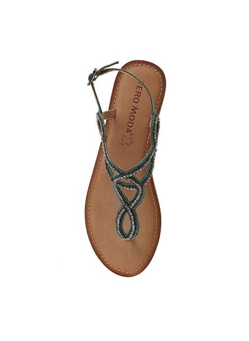 Vero Moda Yeşil Kadın Deri Sandalet VMLIV LEATHER SANDAL - Görsel 5