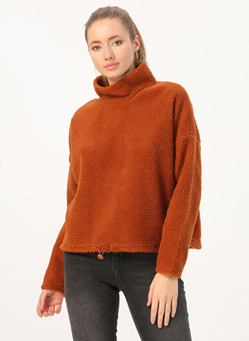 Only Kiremit Kadın Sweatshirt ONLAMARA L/S TEDDY HIGHNECK SWT