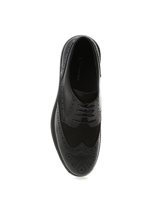 Cotton Bar Siyah Erkek Deri Klasik Ayakkabı M08-IVORY - Görsel 5