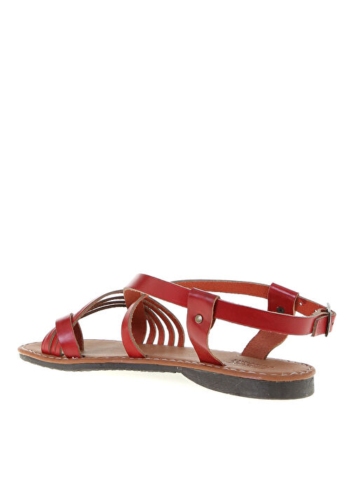 Limon Kırmızı Kadın Deri Sandalet L63-ERVA - Görsel 3