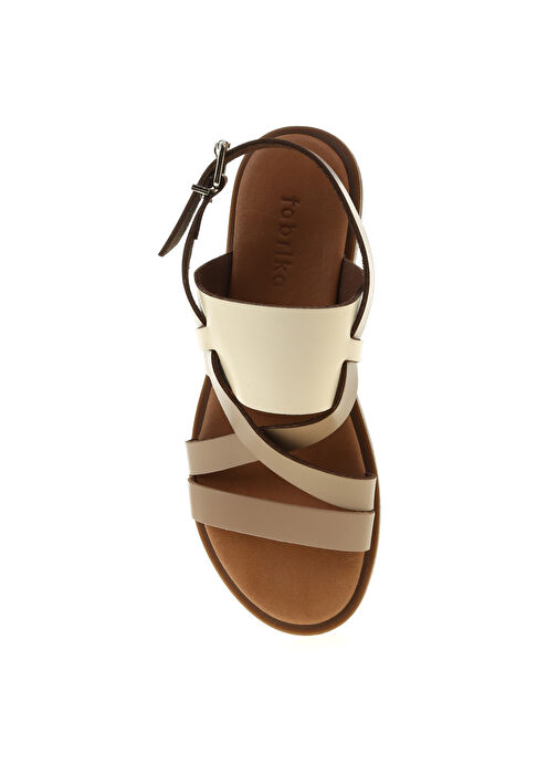 Fabrika Ekru Kahve Kadın Sandalet - Görsel 5