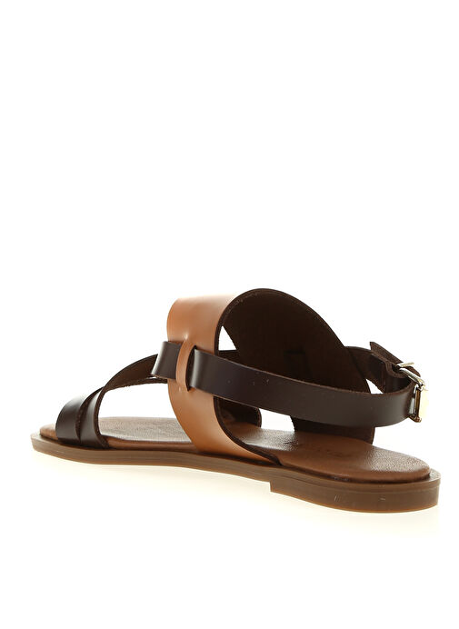 Fabrika Kahverengi-Bej Kadın Deri Sandalet L23-ORLANDO - Görsel 3