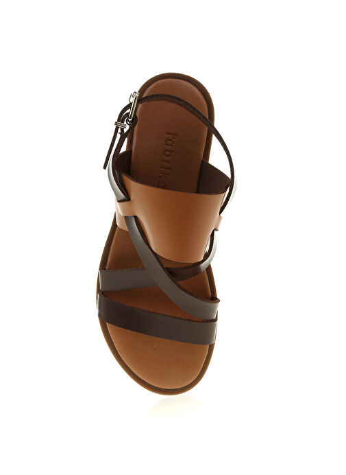 Fabrika Kahverengi-Bej Kadın Deri Sandalet L23-ORLANDO - Görsel 5