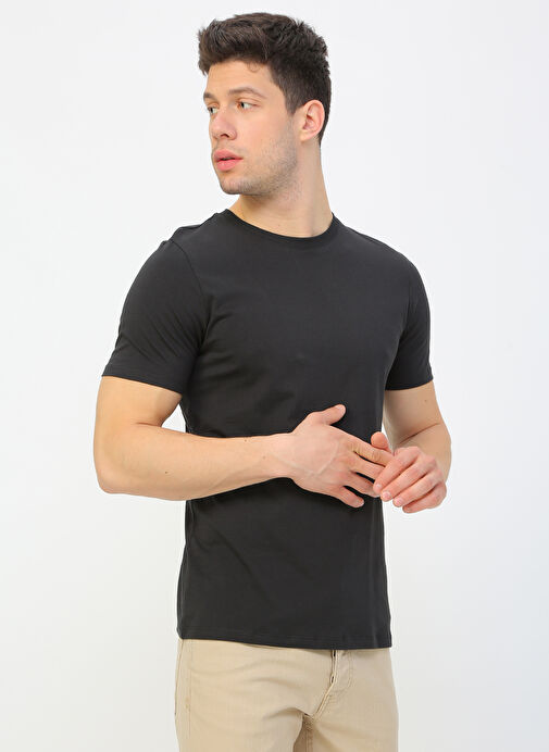 Jack & Jones O Yaka Düz Siyah Erkek T-Shirt 12156101 JJEORGANIC BASIC TEE SS