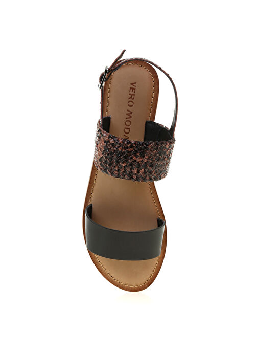 Vero Moda Siyah-Pembe Kadın Deri Sandalet 10196757 - Görsel 5