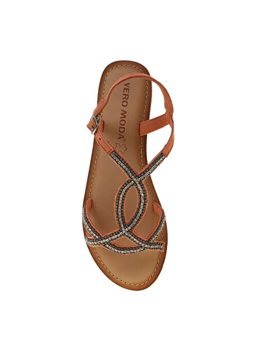 Vero Moda Açık Kahverengi Kadın Deri Sandalet 10228796 Açık Pembe - Görsel 5