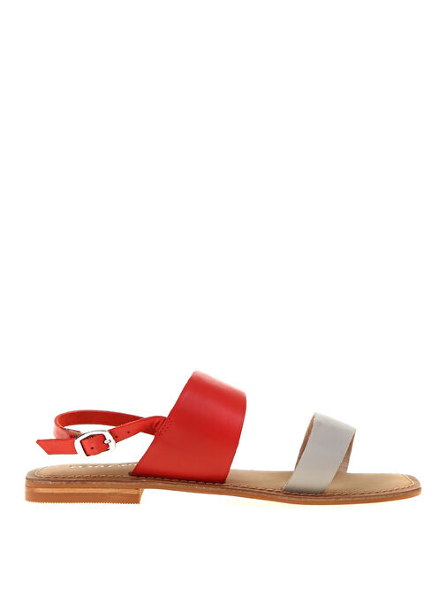 Vero Moda Kırmızı-Beyaz Kadın Deri Sandalet 10228798 Kırmızı - Görsel 2