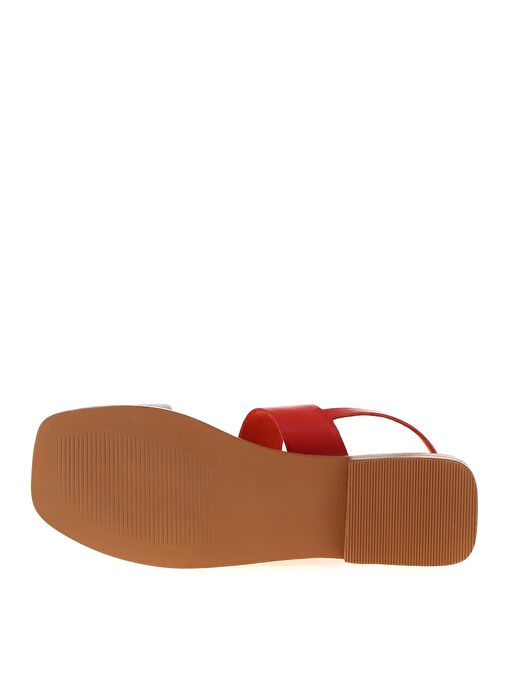 Vero Moda Kırmızı-Beyaz Kadın Deri Sandalet 10228798 Kırmızı - Görsel 3