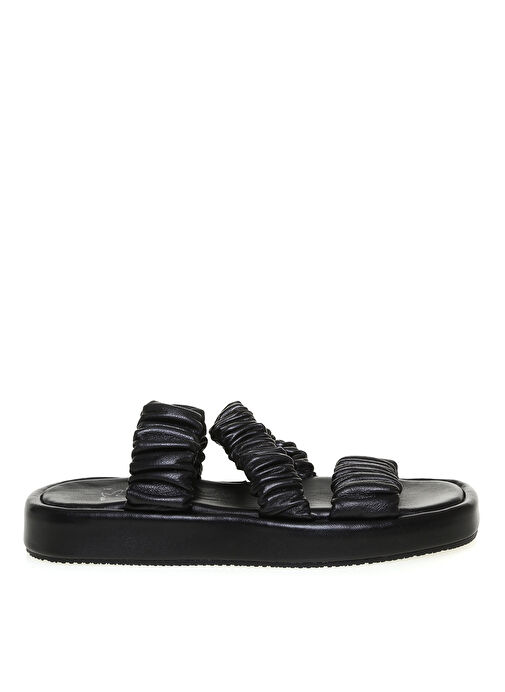 Fabrika Siyah Kadın Deri Sandalet APOLDA - Görsel 2