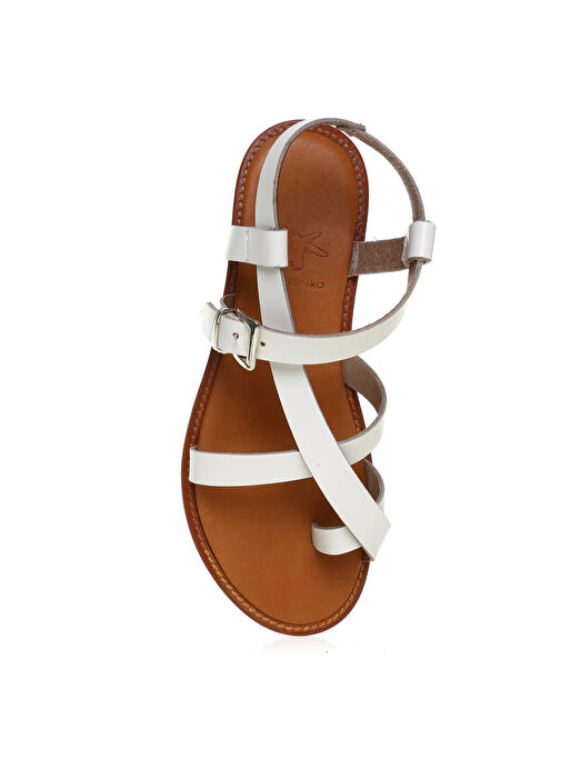 Fabrika Deri Ekru Kadın Sandalet BAVYERA - Görsel 5