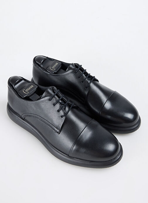 Cotton Bar Siyah Erkek Deri Klasik Ayakkabı - Görsel 8