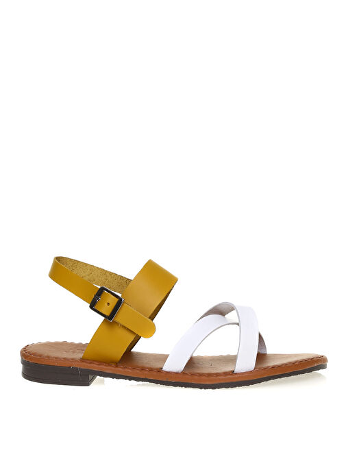 Limon Sarı-Beyaz Kadın Sandalet LOMBARDIA - Görsel 2