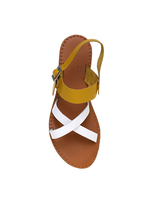 Limon Sarı-Beyaz Kadın Sandalet LOMBARDIA - Görsel 5