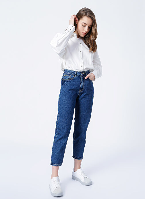 Aeropostale Yüksek Bel Comfort Fit Koyu İndigo Kadın Denim Pantolon K-MELON1430