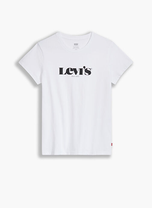 Levis Lse The Perfect Tee New Logo Ii Whi Yuvarlak Yaka Kısa Kollu Marka Baskılı Beyaz Kadın T-Shirt