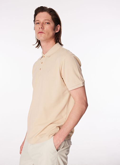 Fabrika Bej Erkek Regular Fit Polo T-Shirt BORAMIR-Y