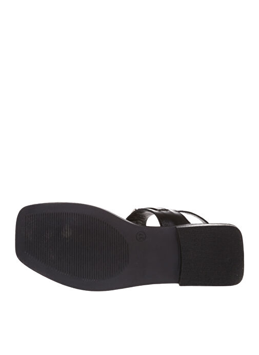 Fabrika Deri Siyah Kadın Sandalet FARRAH - Görsel 4