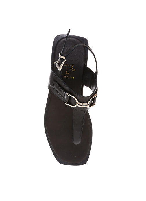 Fabrika Deri Siyah Kadın Sandalet FARRAH - Görsel 5