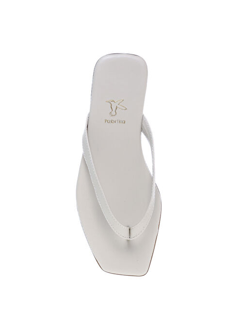 Fabrika Ekru Kadın Deri Terlik JERRICA - Görsel 5