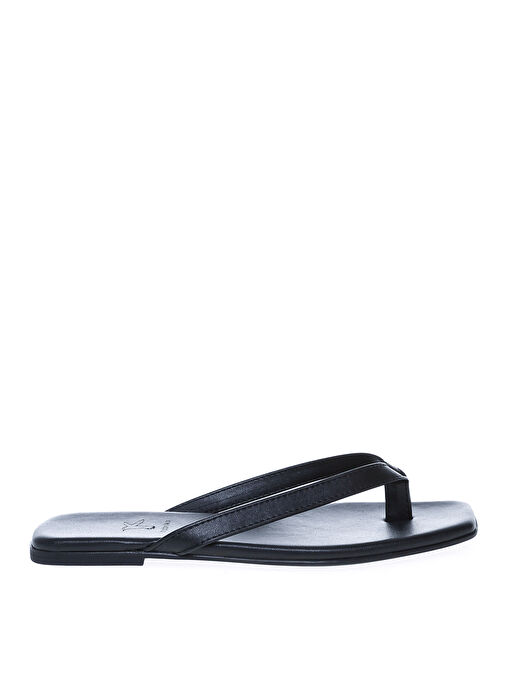 Fabrika Siyah Kadın Deri Terlik JERRICA - Görsel 2