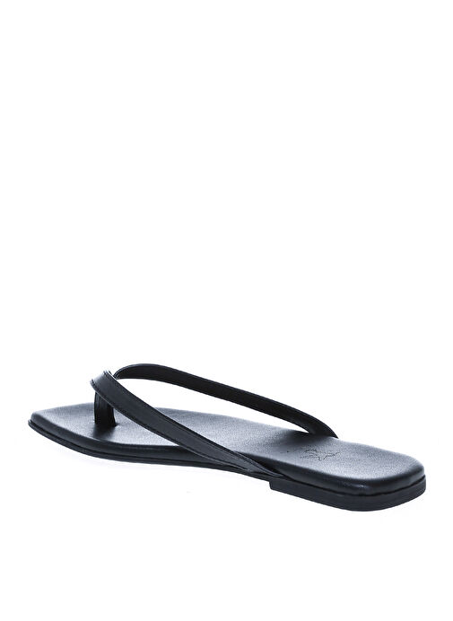 Fabrika Siyah Kadın Deri Terlik JERRICA - Görsel 3