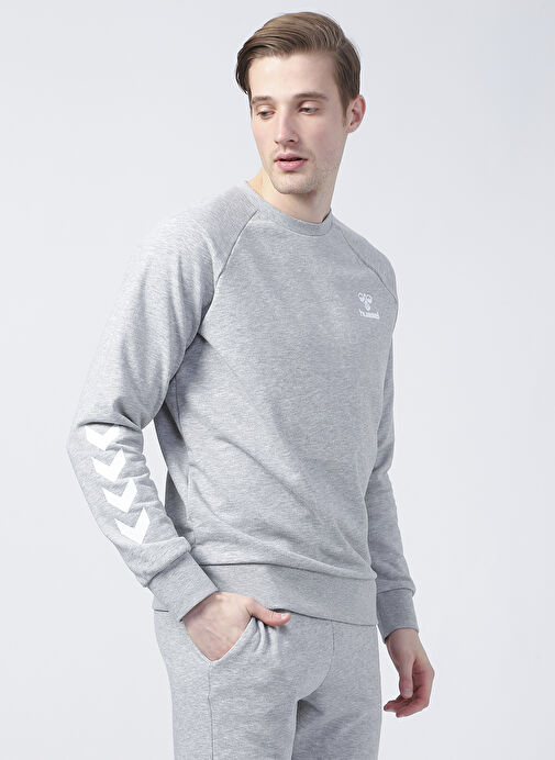 Hummel 921455-2006 hmlT-ISAM 2.0 SWEATSHIR Gri Bisiklet Yaka Normal Kalıp Erkek Sweatshirt