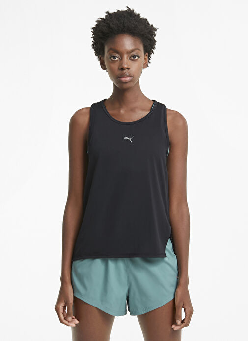 Puma 52019351 RUN COOLadapt TANK O Yaka  Normal Kalıp Düz Siyah Kadın T-Shirt