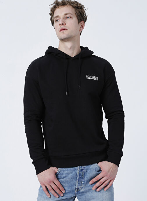 Jack & Jones Kapüşon Yaka Siyah Erkek Sweatshırt 12204873_JCORAY SWEAT HOOD