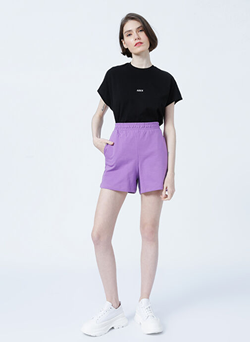 JJXX Jxallison Rel Every Shorts By  Normal Bel Rahat Kalıp Düz Mor Kadın Şort