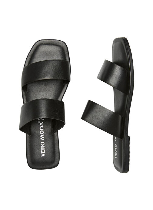 Vero Moda Siyah Kadın Deri Terlik 10263158 - Görsel 3