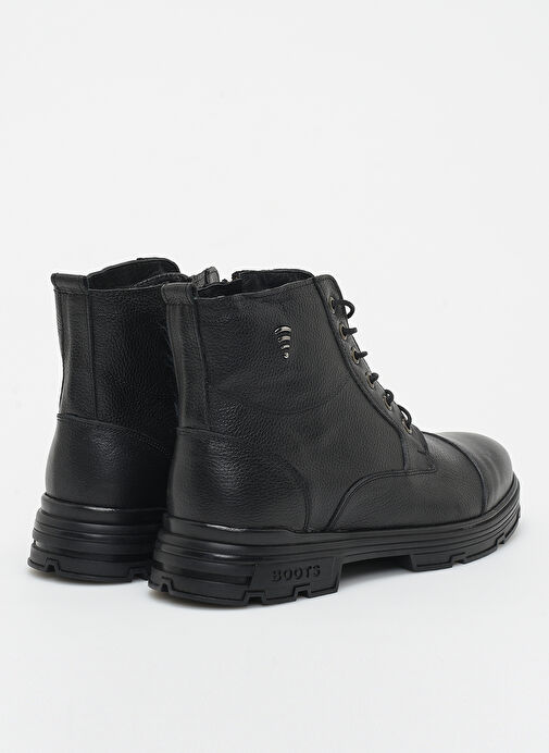 F By Fabrika Siyah Erkek Deri Bot DABIZAS - Görsel 4