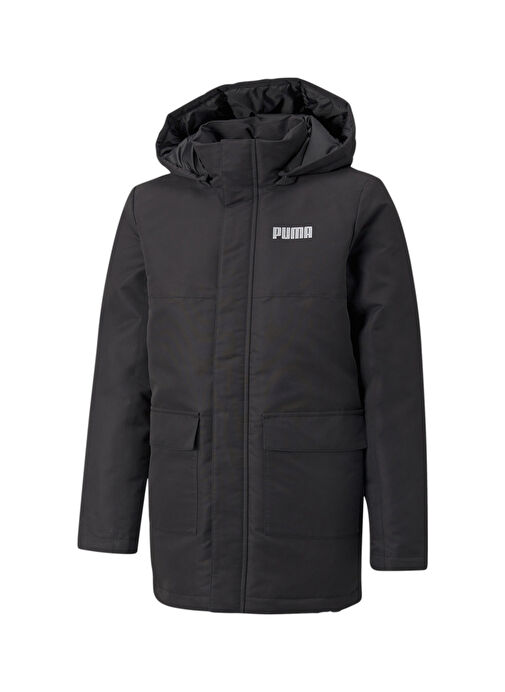 Puma Siyah Erkek Çocuk Kapüşonlu Uzun Kollu Düz Mont 58956601 Style Down Parka B