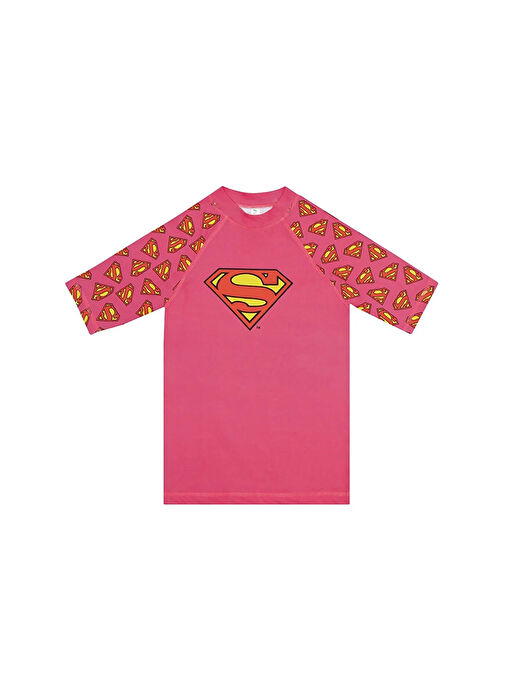 Slipstop Çok Renkli Kız Çocuk Bisiklet Yaka Yarım Kollu Dar Baskılı T-Shirt ST21110036 Super Girl T-shirt