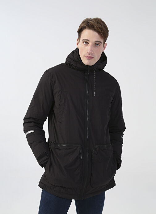 Jack & Jones Siyah Erkek Kapüşonlu Mont 12215407_Jcomotion Parka