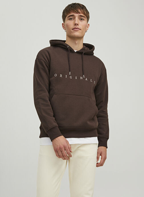 Jack & Jones Kapüşon Yaka Koyu Kahve Erkek Sweatshırt 12176864_JORCOPENHAGEN SWEAT HOOD N