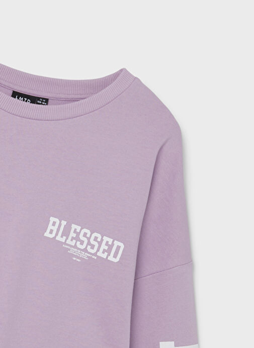 Lmtd Pembe Kız Çocuk O Yaka Uzun Kollu Baskılı Sweatshirt NLFNESSED LS L SWEAT