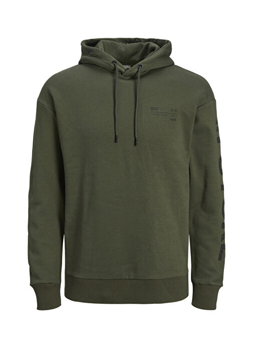 Jack & Jones Kapüşon Yaka Yeşil Erkek Sweatshırt JCOMONO SWEAT HOOD